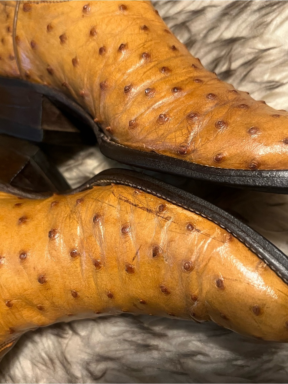 Tony Lama Pecan Brown and Tan Ostrich Western Boots Sz 8 B - Picture 4 of 14